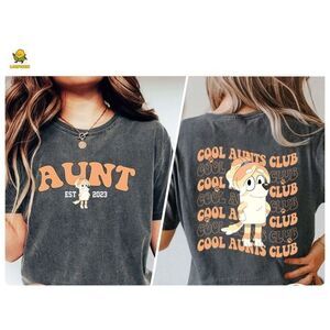 Bluey Dad Aunt Era Funny Quote 2 Sided Cartoon Fan T-Shirt